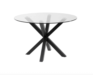 Eettafel – Ø 120 cm – Glas / Zwart Kave Home, Argo, Zwart